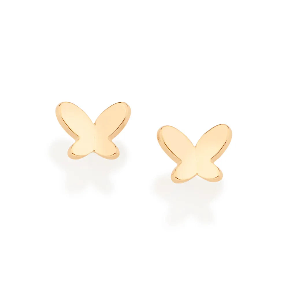 Small butterfly earrings plated in 18k gold - 52673800
