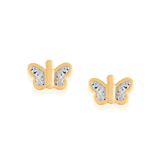 Butterfly earring plated in 18k gold with rhodium plating - 52016400