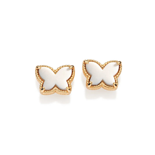 Butterfly earring plated in 18k gold with synthetic stones - 52756506
