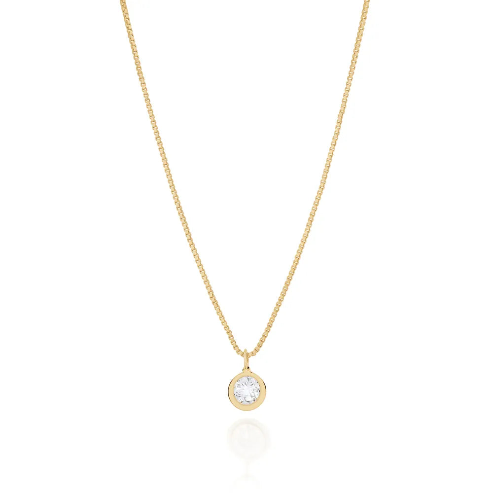 18K GOLD PLATED CHOKER NECKLACE WITH SOLITAIRE PENDANT - 53200506
