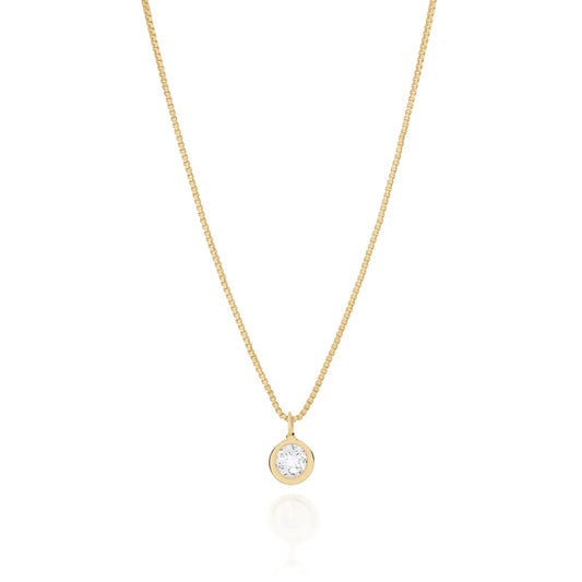 18K GOLD PLATED CHOKER NECKLACE WITH SOLITAIRE PENDANT - 53200506