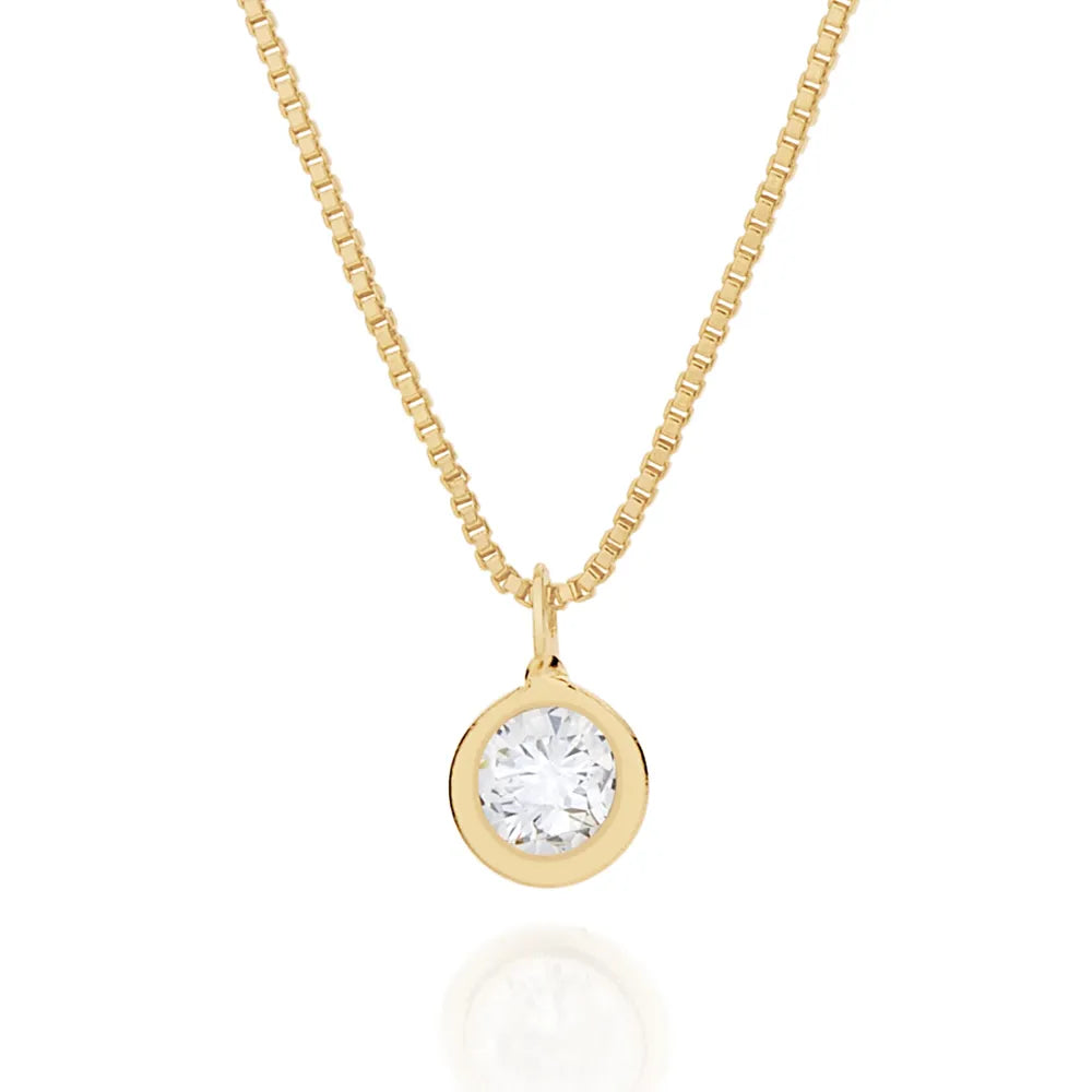 18K GOLD PLATED CHOKER NECKLACE WITH SOLITAIRE PENDANT - 53200506