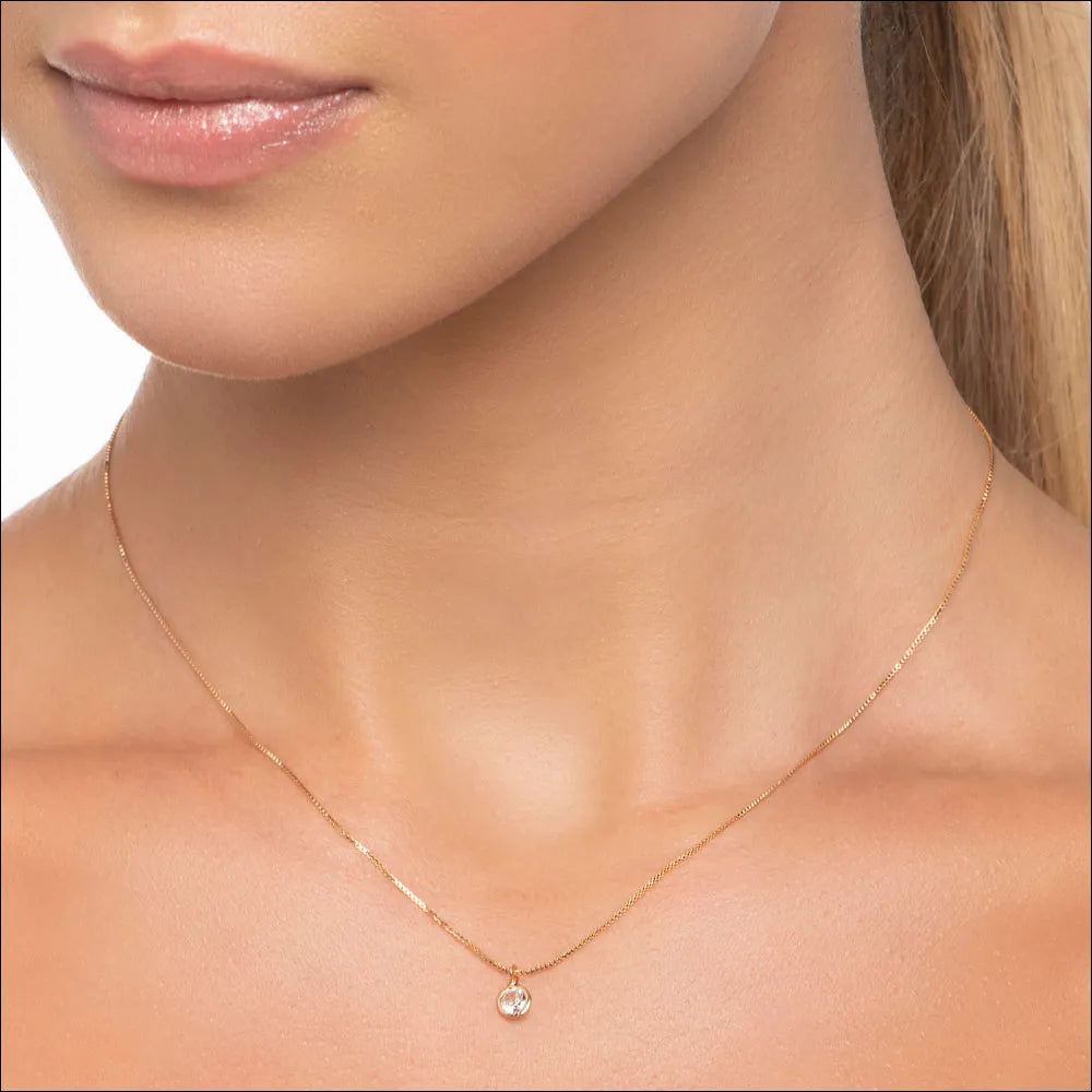 18K GOLD PLATED CHOKER NECKLACE WITH SOLITAIRE PENDANT - 53200506