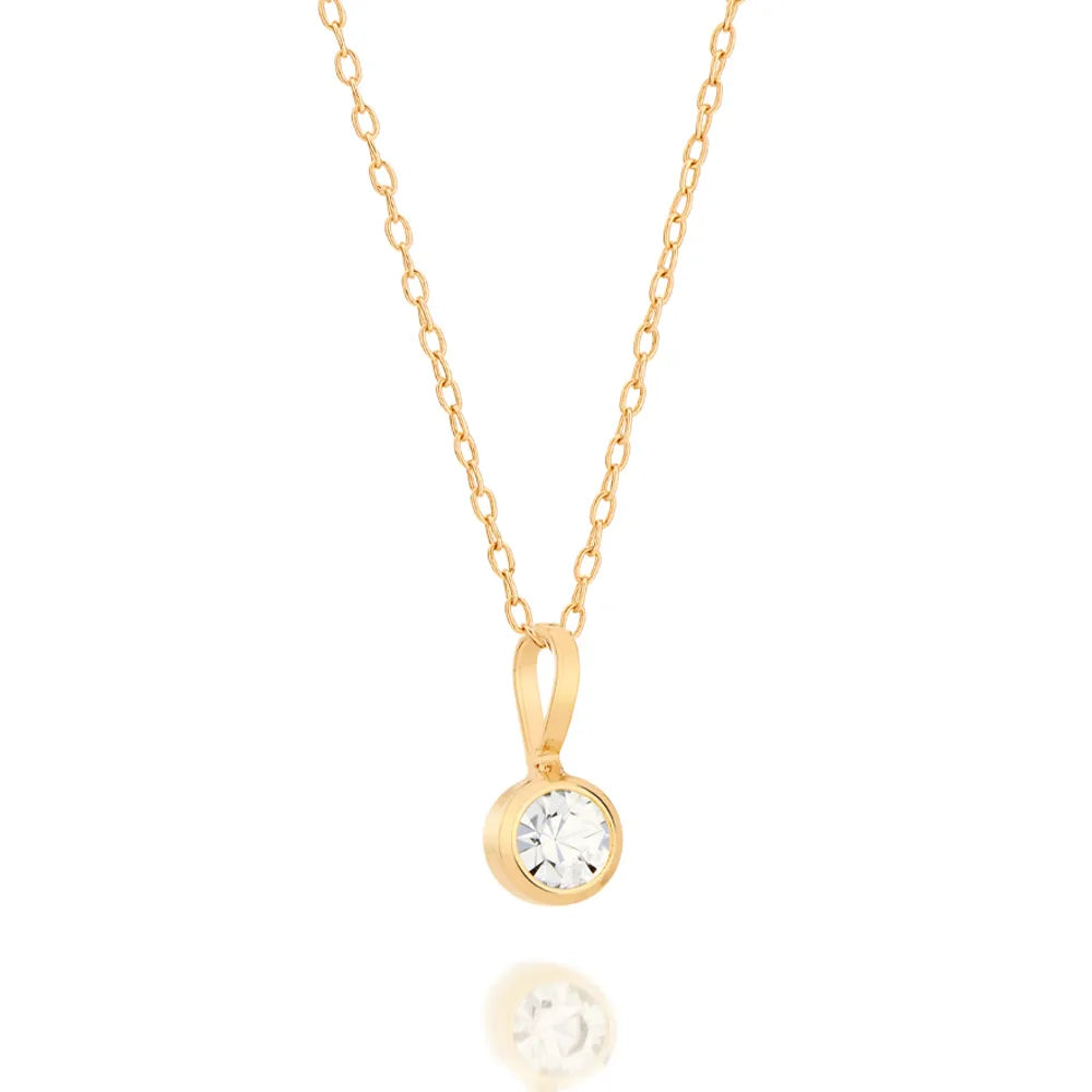 18K GOLD PLATED SOLITAIRE PENDANT WITH CRYSTAL - 54010206