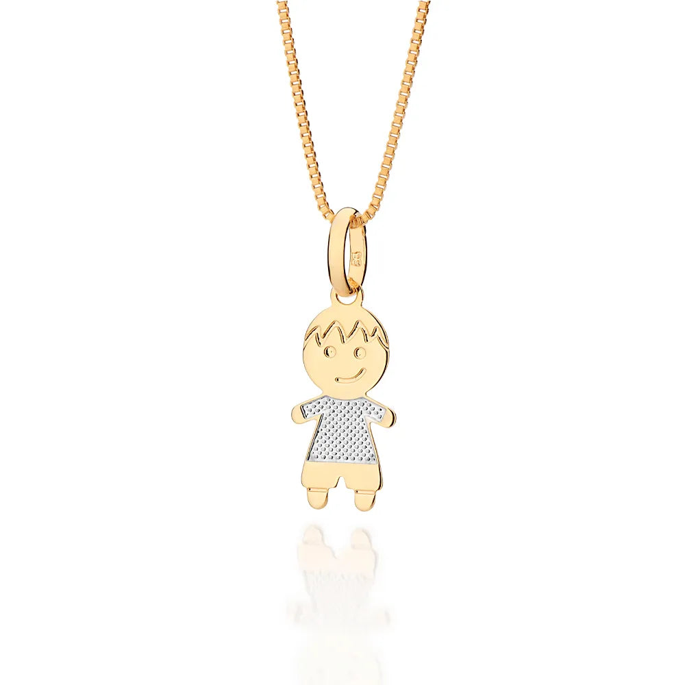 18K GOLD PLATED BOY PENDANT WITH RHODIUM PLATING - 54295600