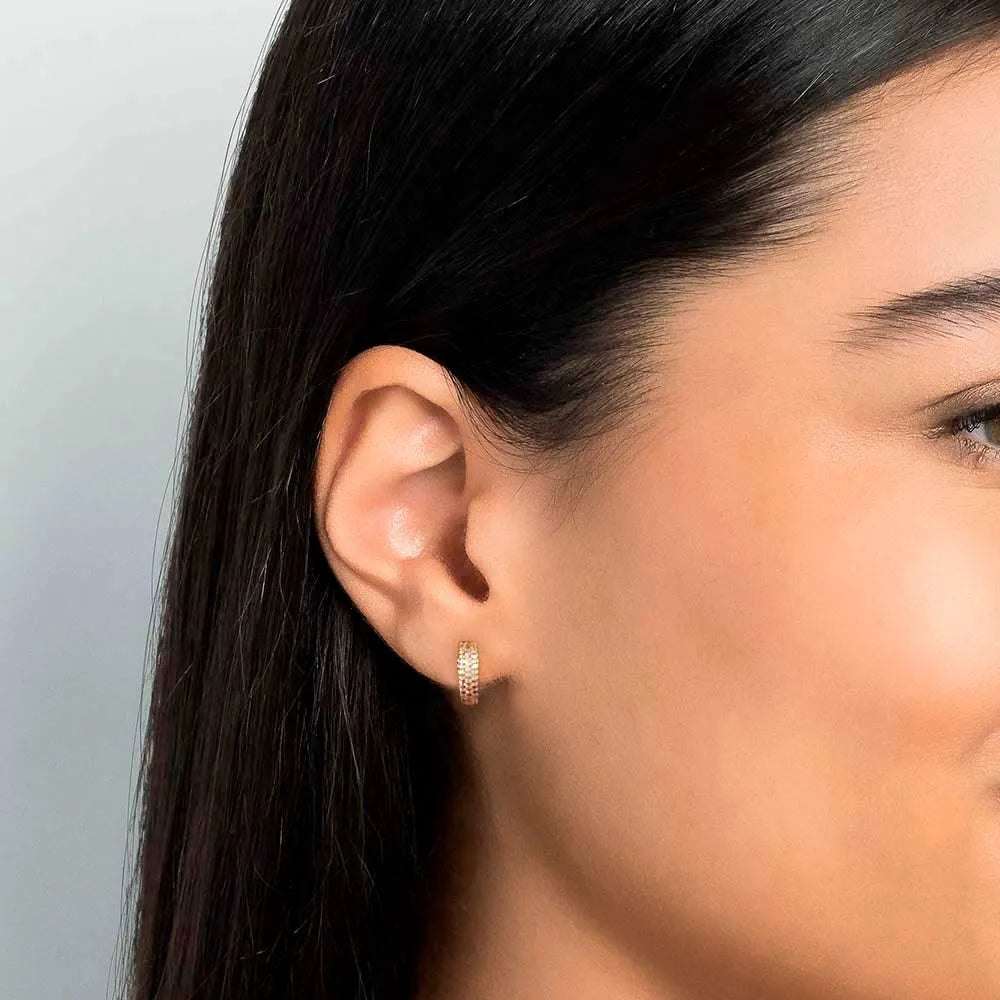 18K GOLD PLATED HALF HOOP EARRING WITH ZIRCONIAS - 527094