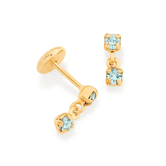 Children's earring plated in 18k gold with crystals - 52024803