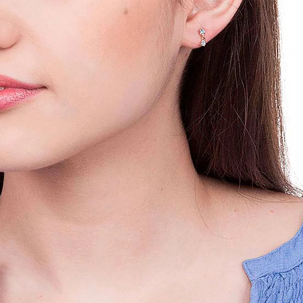 Children's earring plated in 18k gold with crystals - 52024803