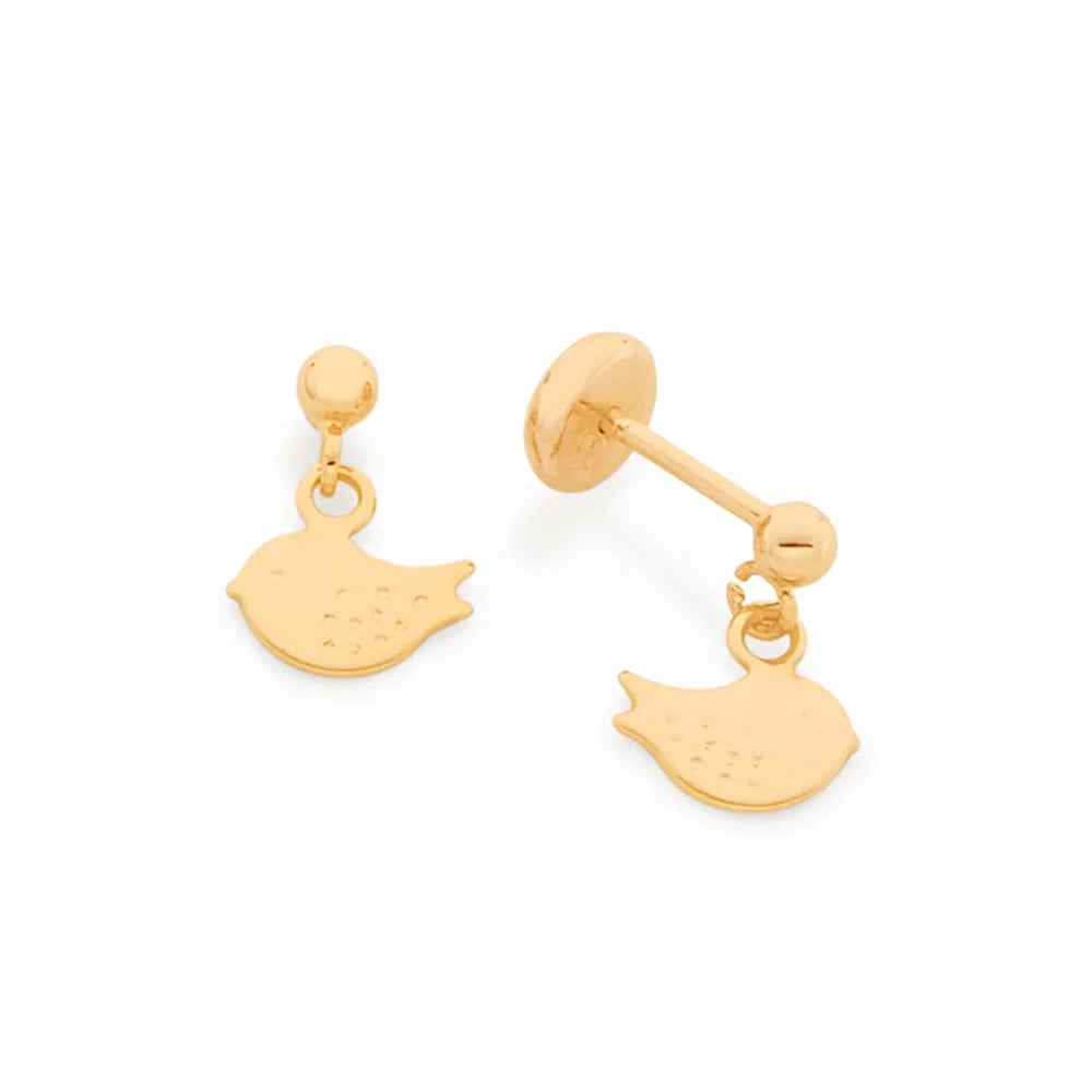 Children's Bird Earrings, 18K Gold Plated - 52409500