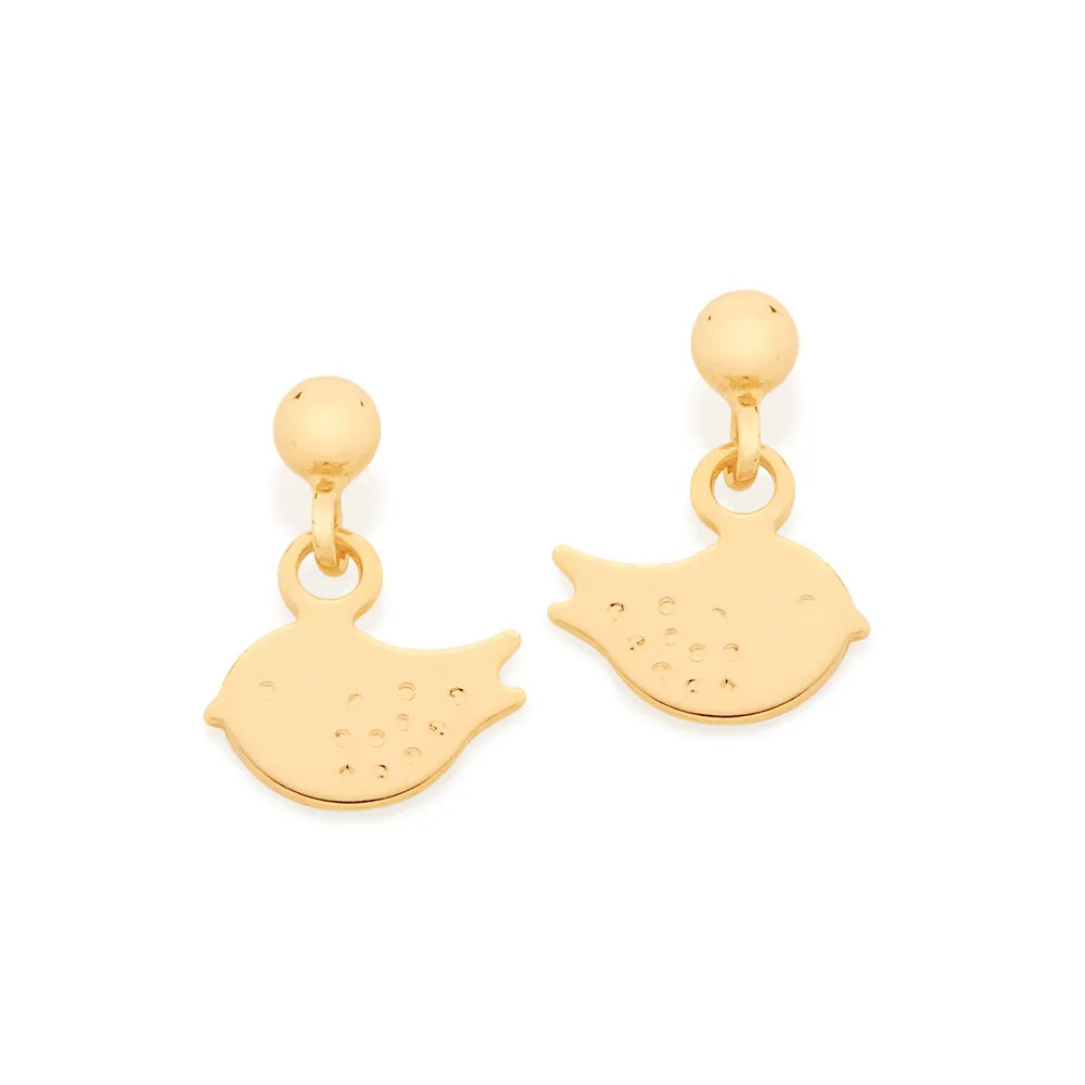 Children's Bird Earrings, 18K Gold Plated - 52409500