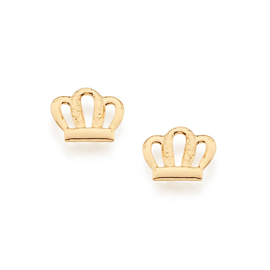 Children's Crown Earrings, 18K Gold Plated - 52494800