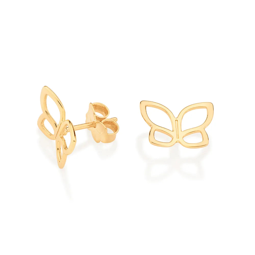 Butterfly earring plated in 18k gold - 52709200