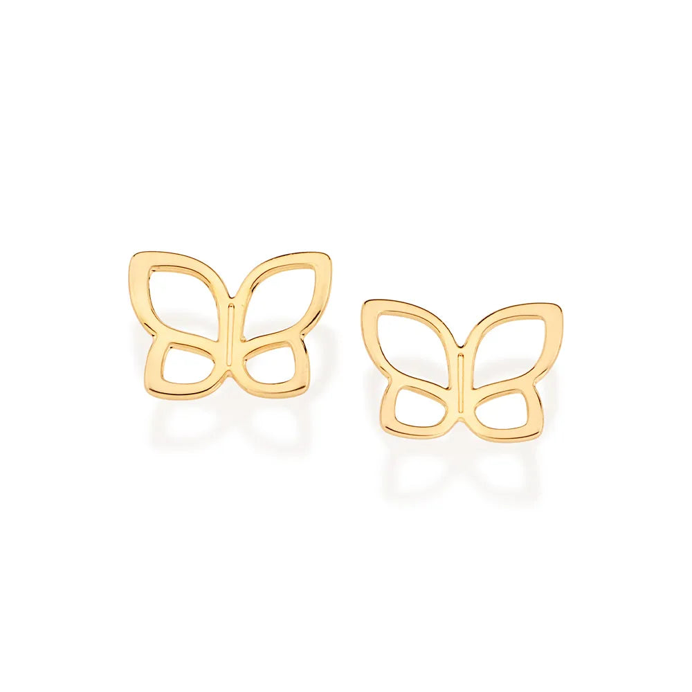 Butterfly earring plated in 18k gold - 52709200