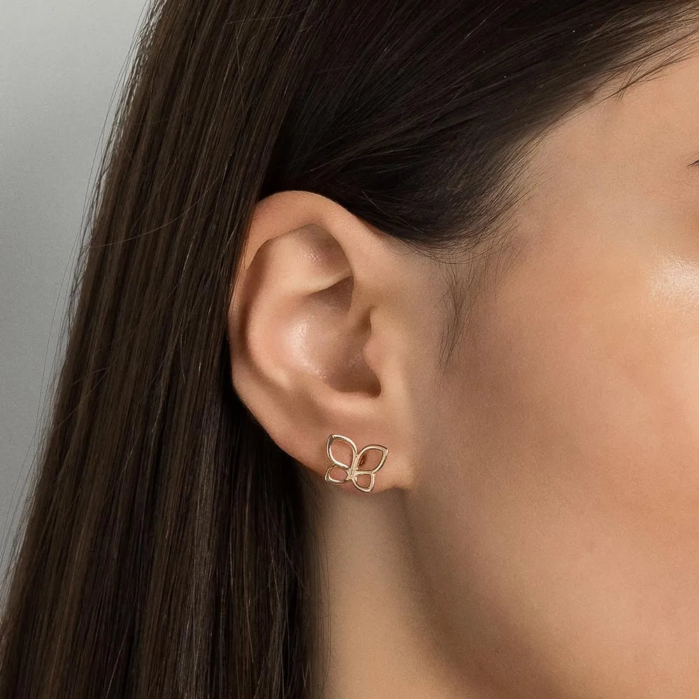 Butterfly earring plated in 18k gold - 52709200