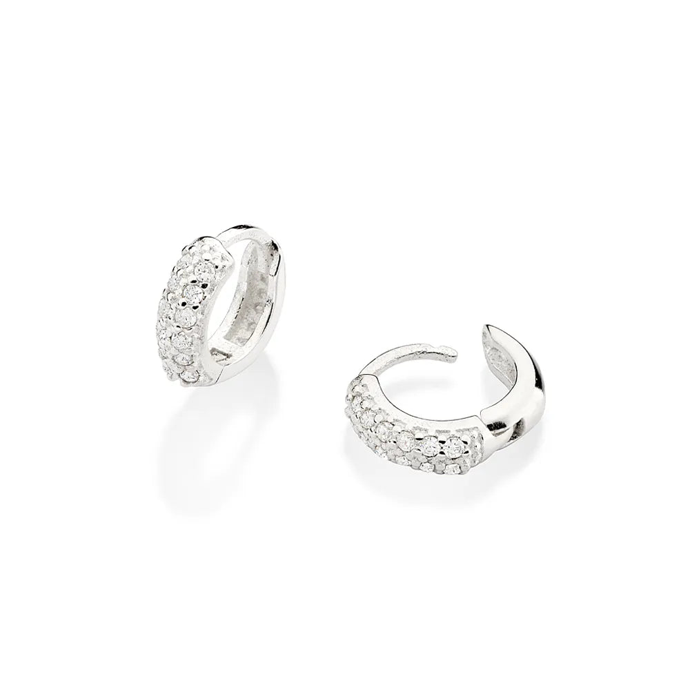 925 Sterling Silver Hoop Earrings with Cubic Zirconia - 82016806