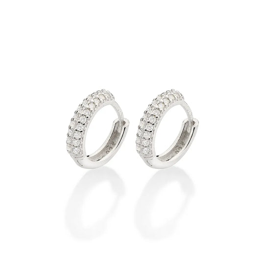 925 Sterling Silver Hoop Earrings with Cubic Zirconia - 82016906