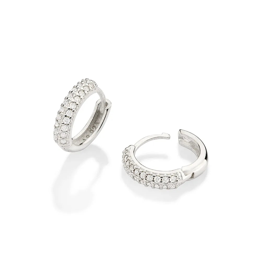 925 Sterling Silver Hoop Earrings with Cubic Zirconia - 82016906