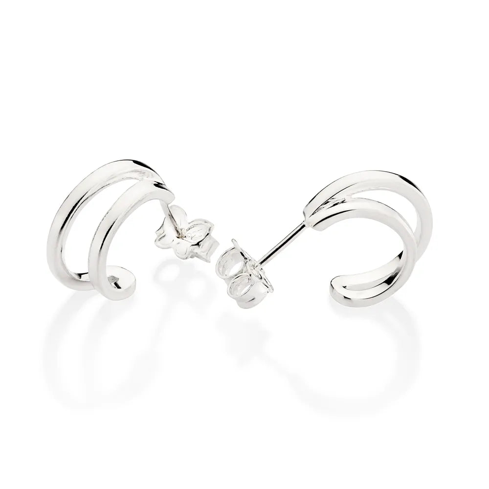 Double Half Hoop Earrings in 925 Sterling Silver - 82017600