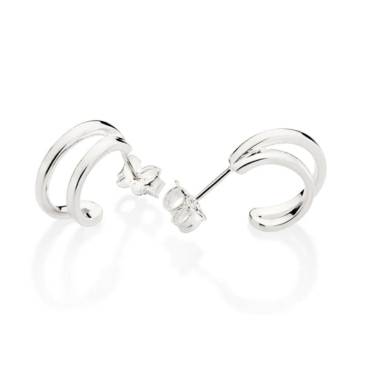 Double Half Hoop Earrings in 925 Sterling Silver - 82017600
