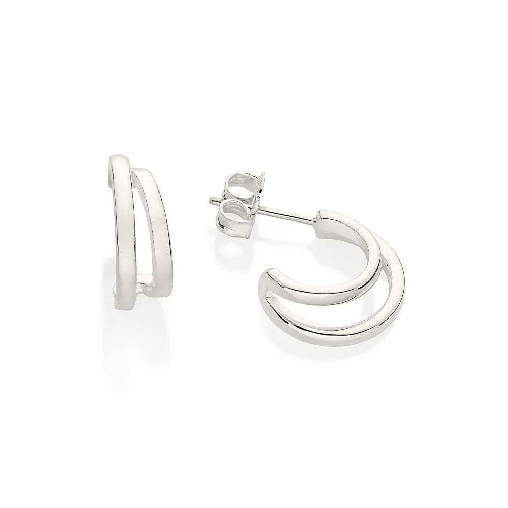 Double Half Hoop Earrings in 925 Sterling Silver - 82017600