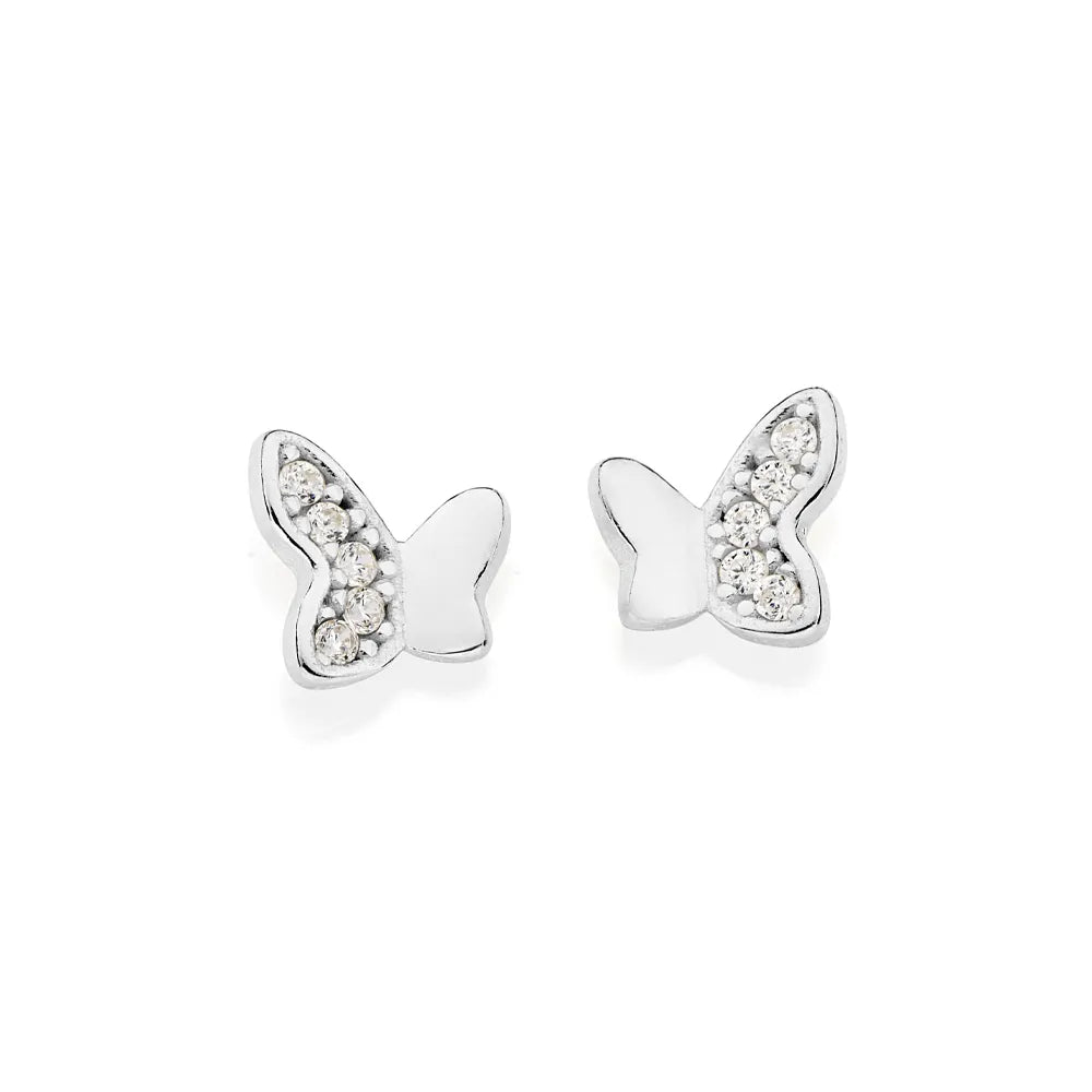 Butterfly earring in 925 sterling silver with cubic zirconia stones - 82023006