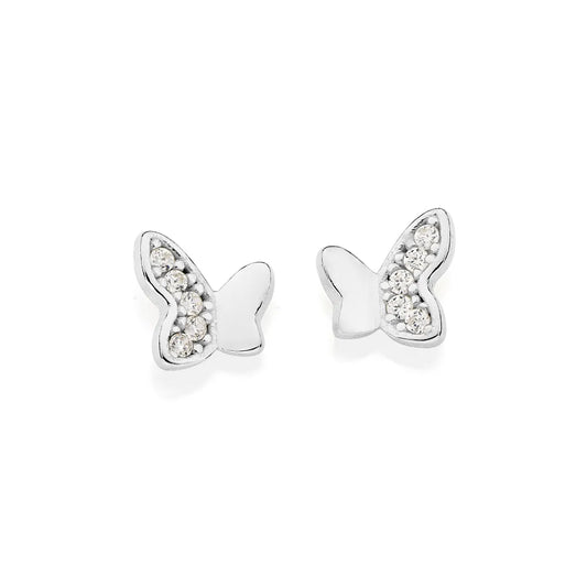 Butterfly earring in 925 sterling silver with cubic zirconia stones - 82023006