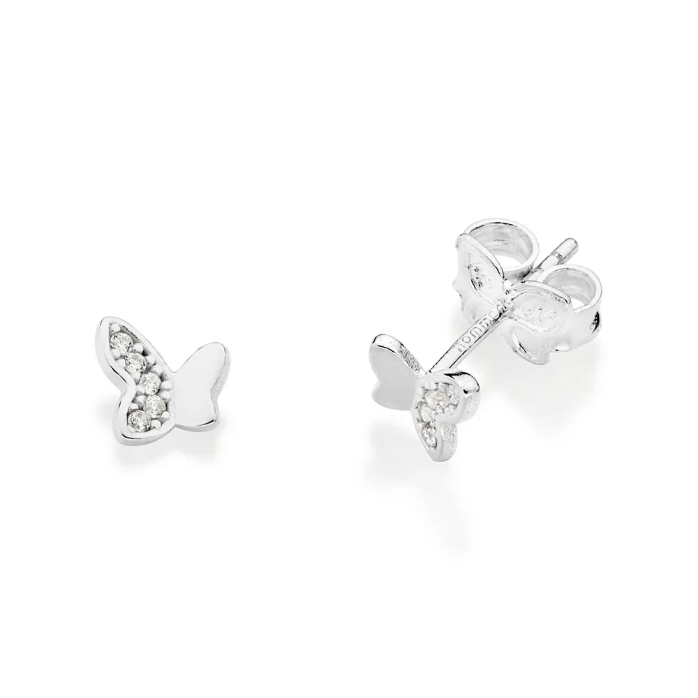 Butterfly earring in 925 sterling silver with cubic zirconia stones - 82023006