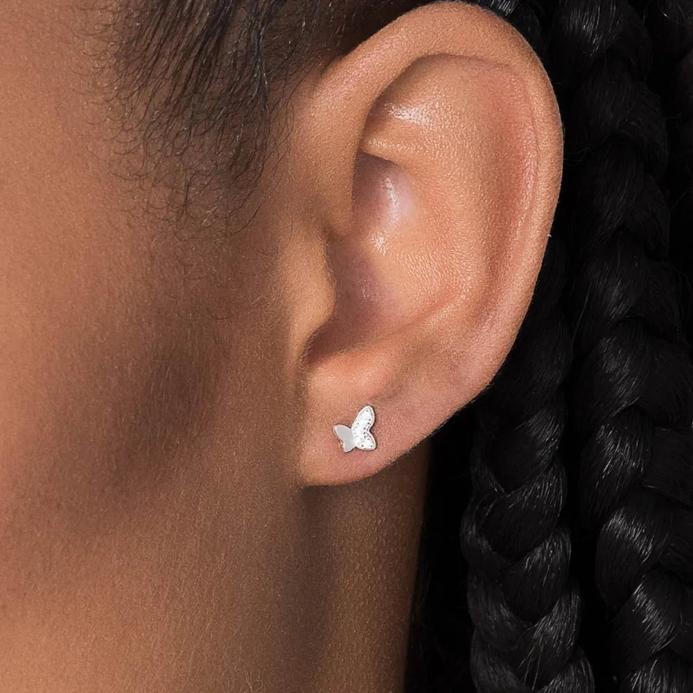 Butterfly earring in 925 sterling silver with cubic zirconia stones - 82023006