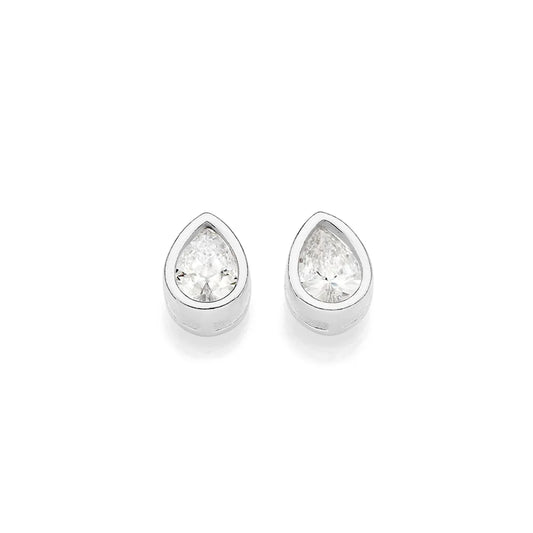Solitaire teardrop earring in 925 sterling silver with cubic zirconia - 82026206