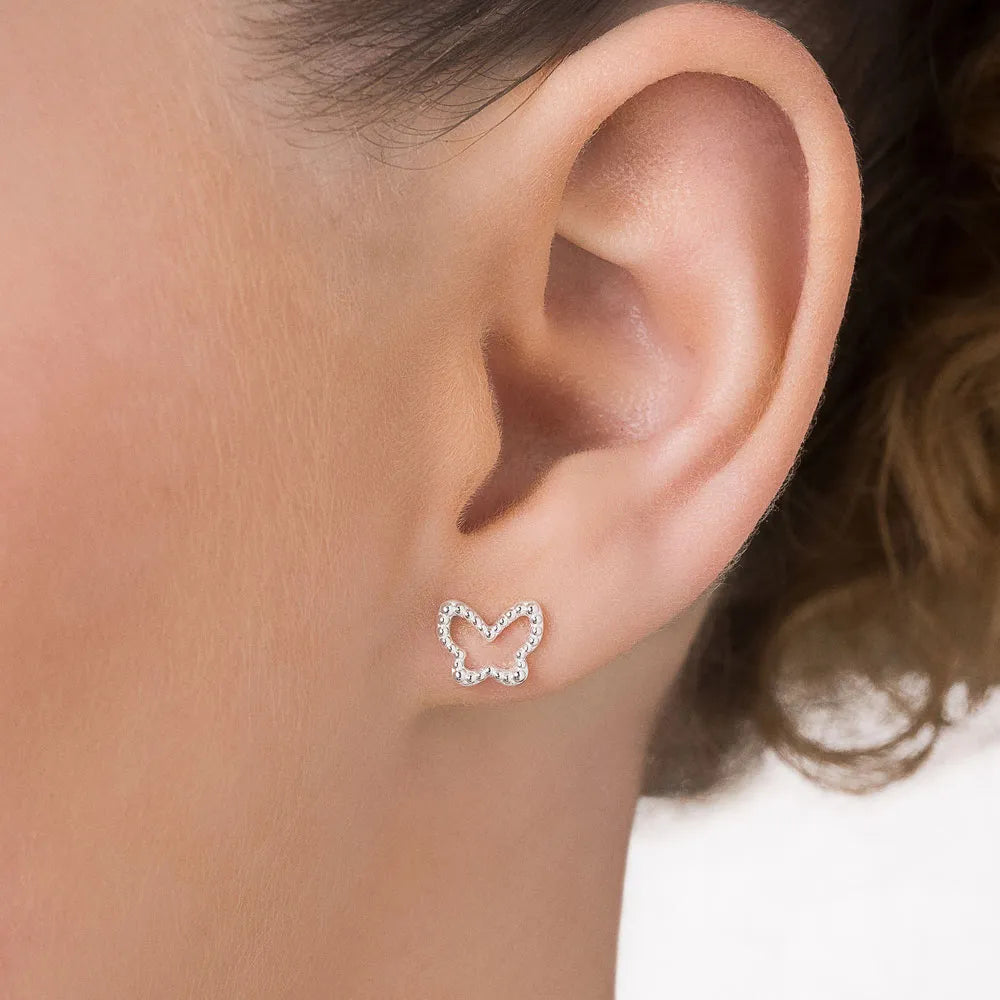 SOLID 925 STERLING SILVER BUTTERFLY EARRINGS - 82029000