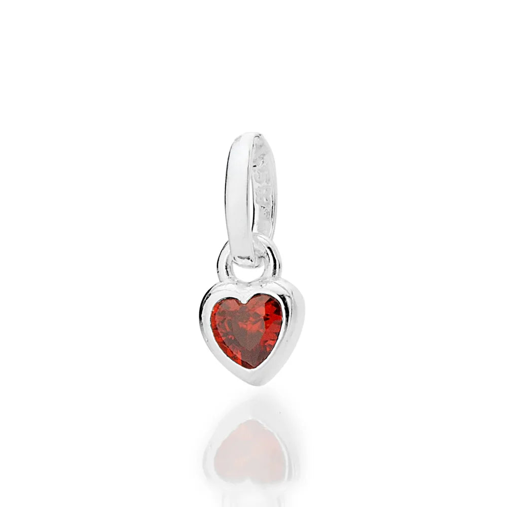 Solid 925 Sterling Silver Heart Solitaire Pendant with Cubic Zirconia - 84022533
