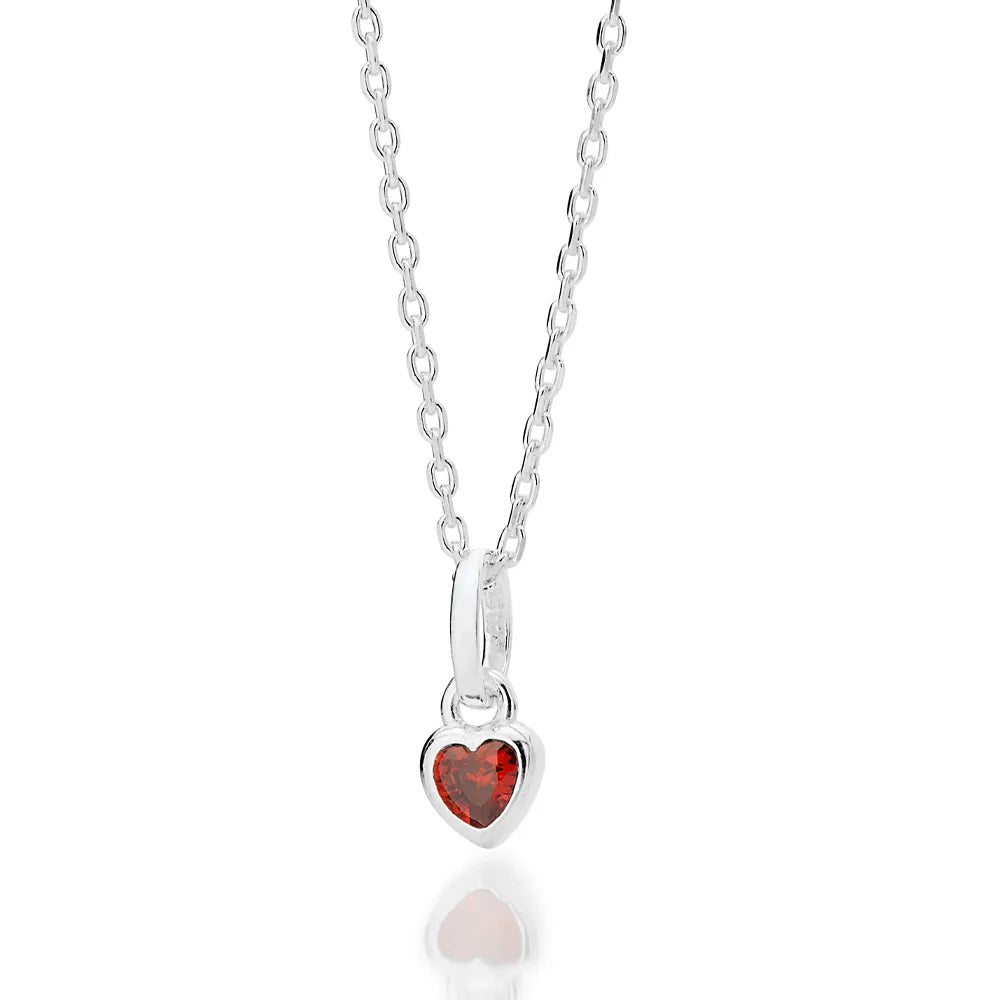Solid 925 Sterling Silver Heart Solitaire Pendant with Cubic Zirconia - 84022533