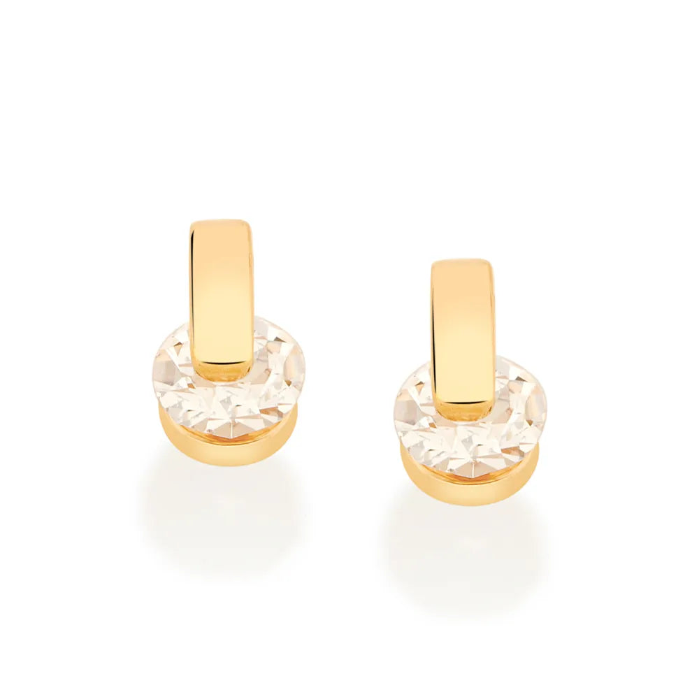 Children's earring plated in 18k gold with crystals - 52353006