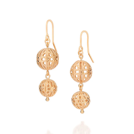 18K GOLD PLATED HOOK EARRING WITH SPHERES - 527166