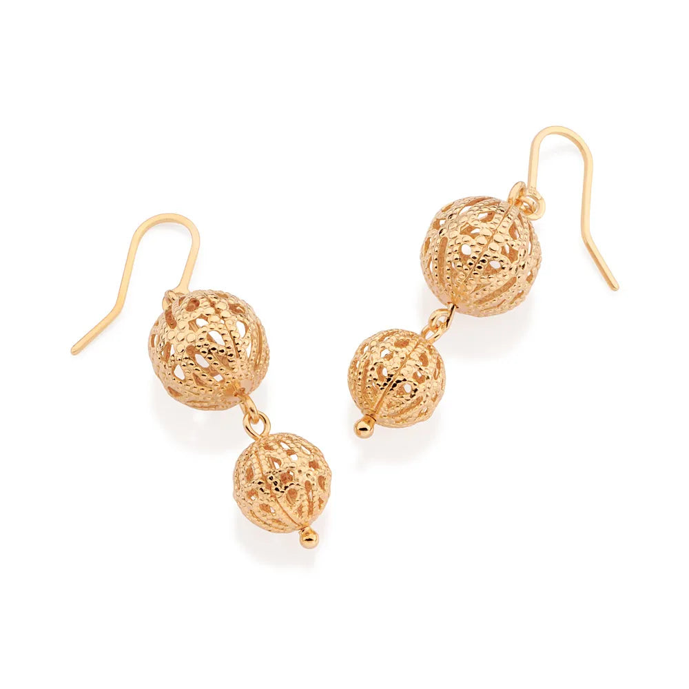 18K GOLD PLATED HOOK EARRING WITH SPHERES - 527166
