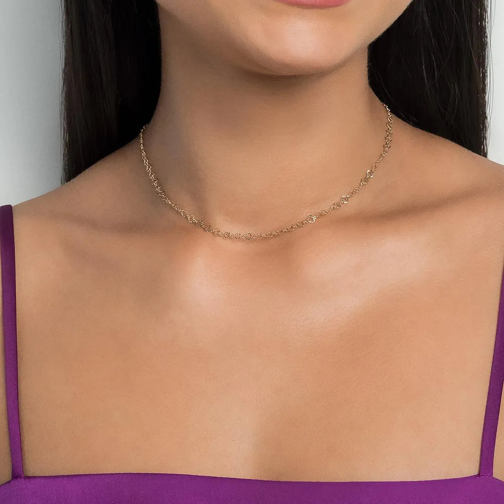 18K GOLD PLATED HEART CHOKER - 532413
