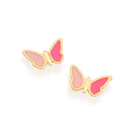 Butterfly earring plated in 18K gold with resin application - 52650229