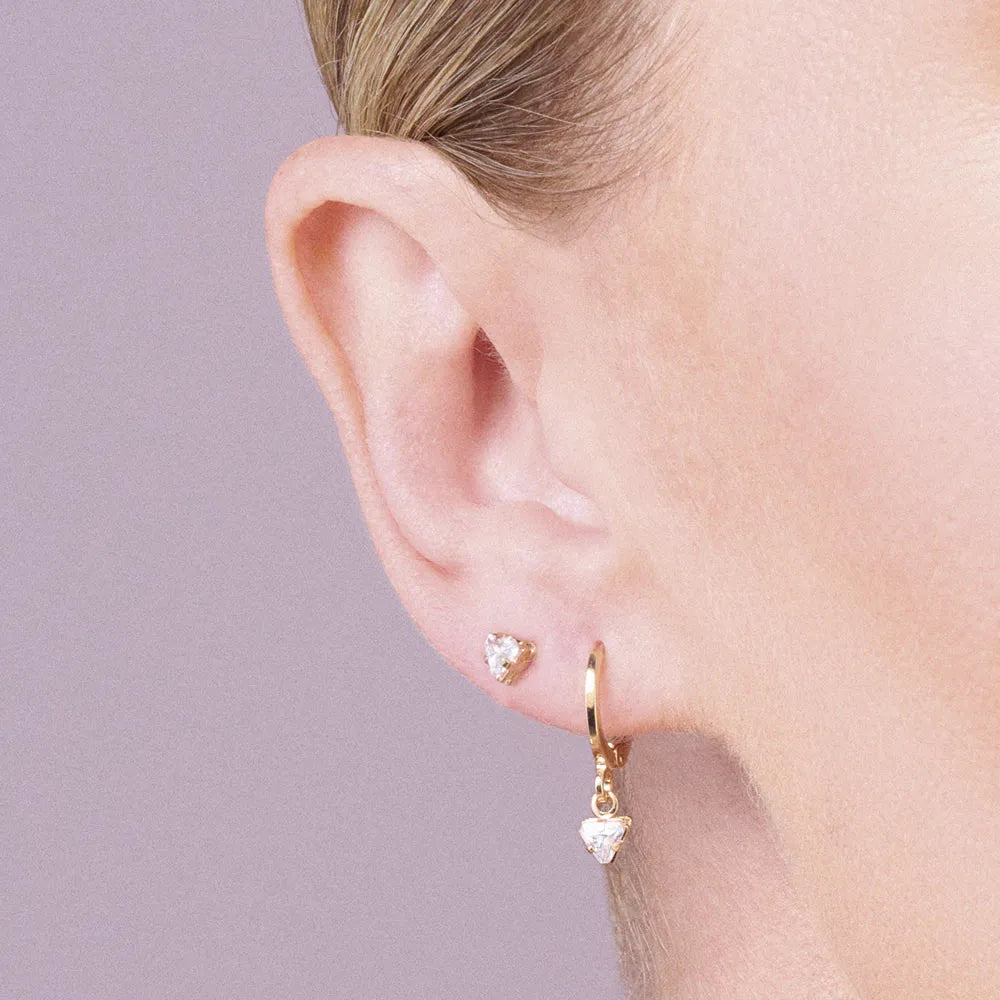 18K GOLD PLATED TRIANGLE EARRING SET WITH ZIRCONIAS - 52728406