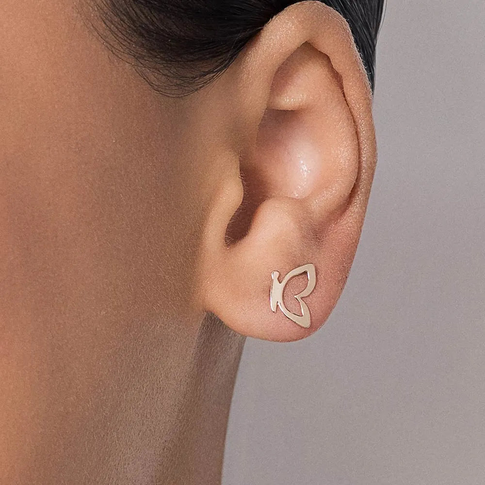 Butterfly earring plated in 18k gold - 52740200
