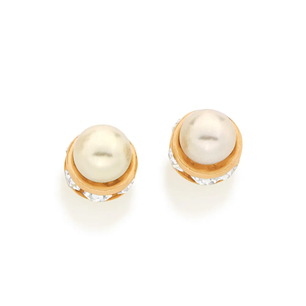 18K GOLD PLATED EARRINGS WITH PEARLS AND CRYSTALS - 52407012