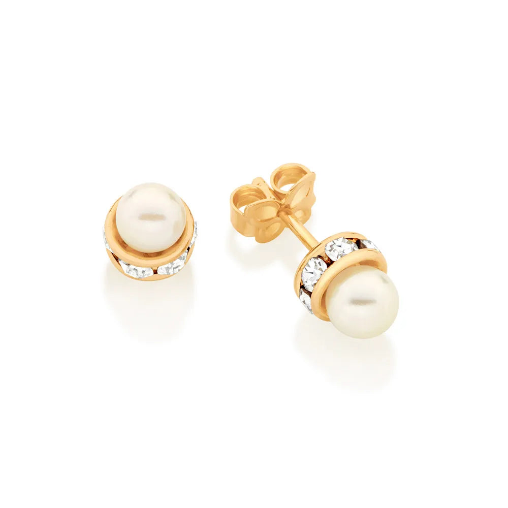 18K GOLD PLATED EARRINGS WITH PEARLS AND CRYSTALS - 52407012