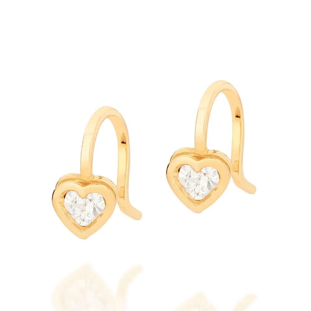 18K GOLD PLATED HEART EARRINGS WITH CRYSTALS - 522372