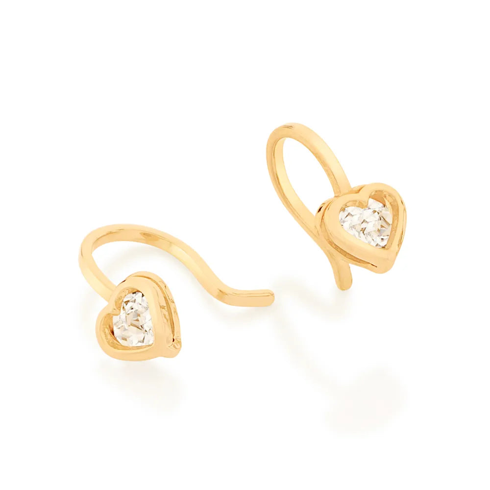 18K GOLD PLATED HEART EARRINGS WITH CRYSTALS - 522372