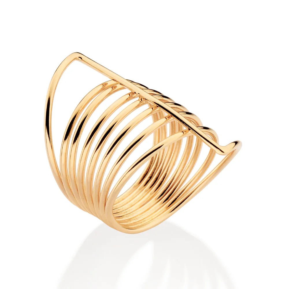 Maxi ring with eight bands, 18k gold plated - 5135351800