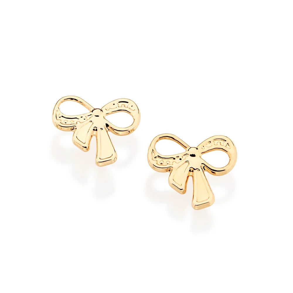 18K Gold-Plated Children's Bow Earrings - 5246350000