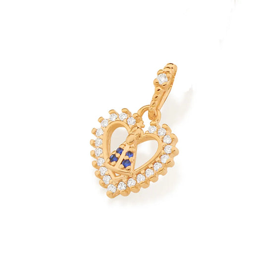 18K Gold-Plated Our Lady of Aparecida Heart Pendant - 5422590007