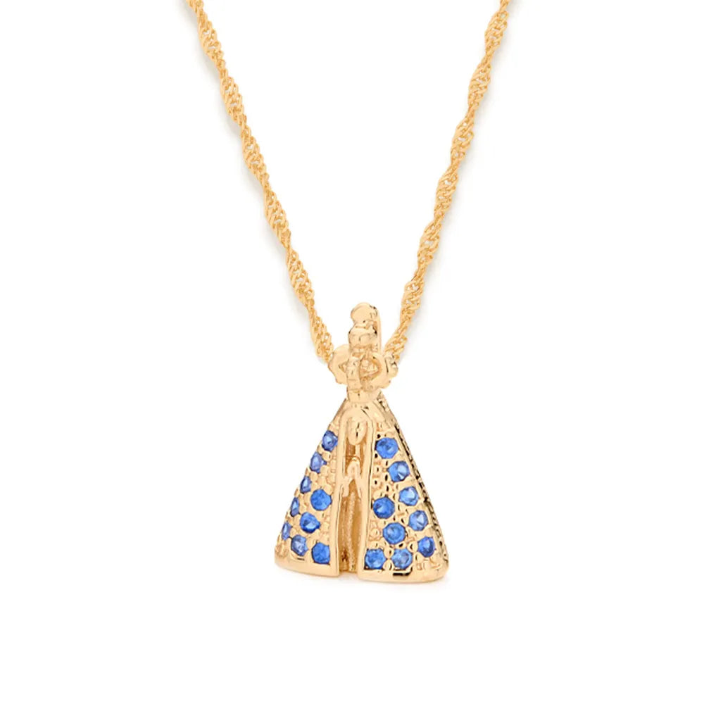 18K Gold-Plated Our Lady of Aparecida Pendant with Cubic Zirconia - 5416340002