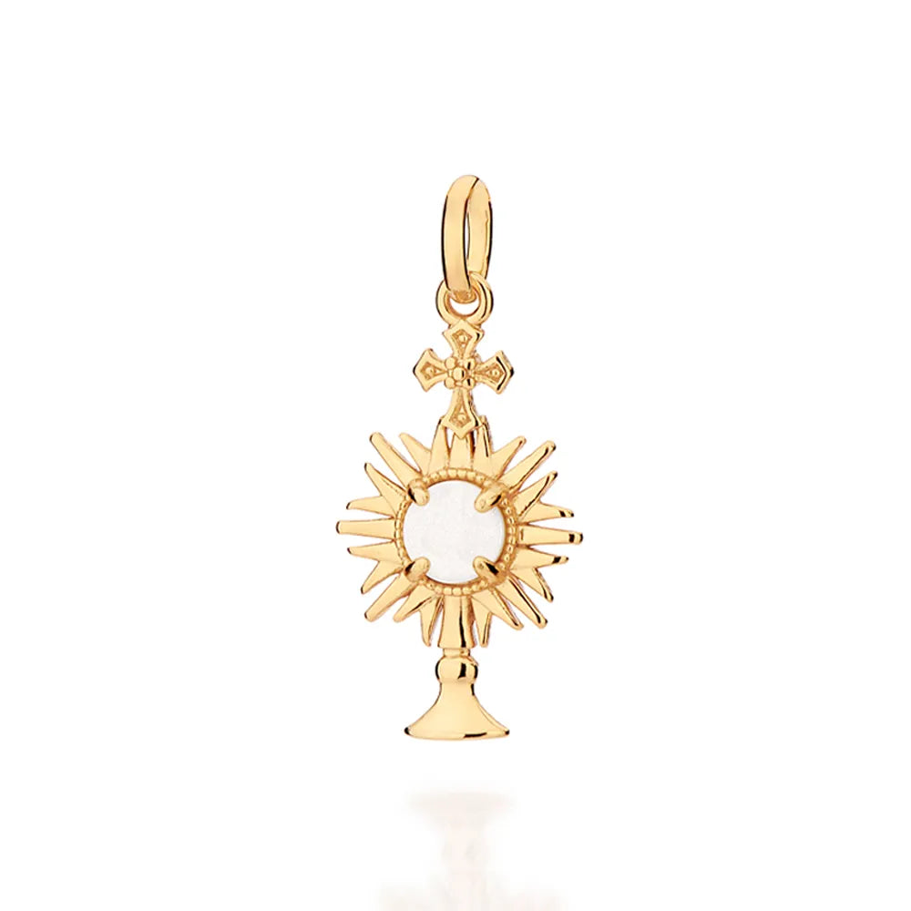 18K Gold-Plated Blessed Sacrament Pendant with Resin Stone - 5454290006