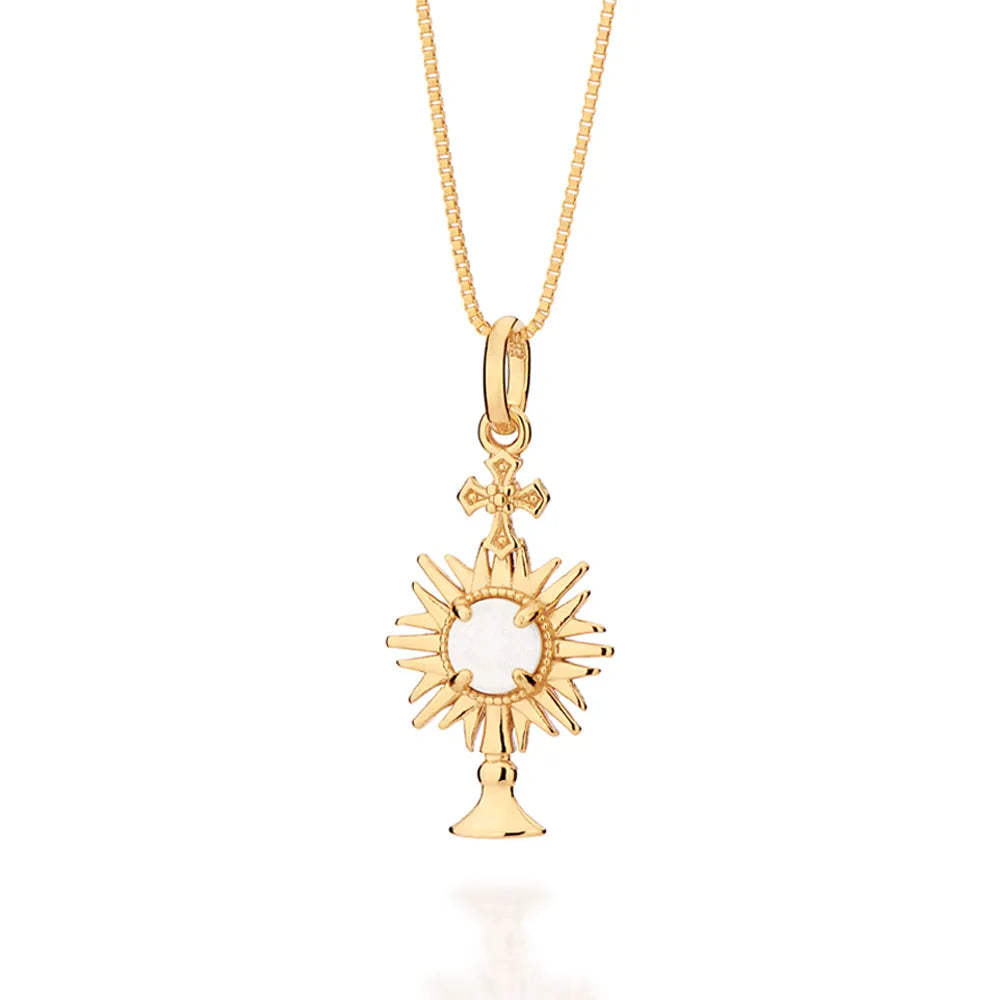 18K Gold-Plated Blessed Sacrament Pendant with Resin Stone - 5454290006