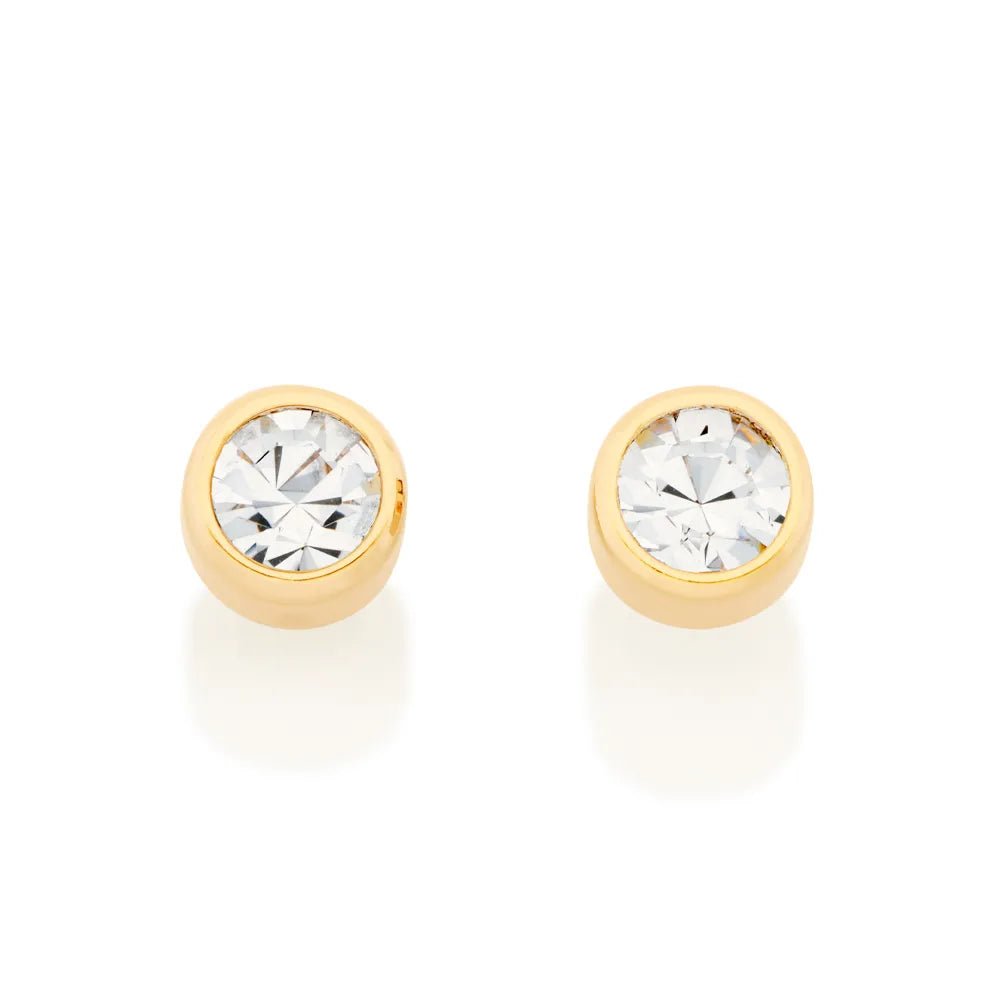 18K Gold-Plated Solitaire Earring with Crystals - 5201850006